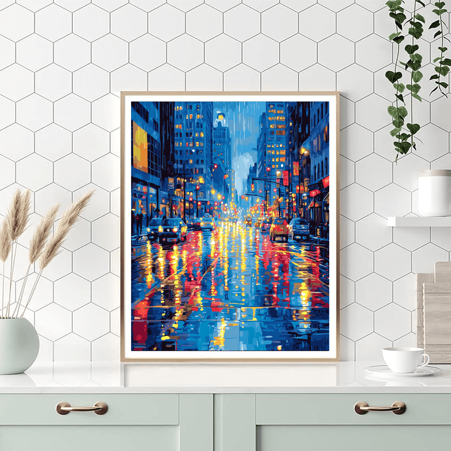 Edward Hopper Inspired City Lights Reflections  Paint By Numbers Art