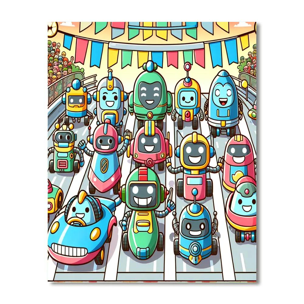Energetic Robot Race Numbered Painting Kits