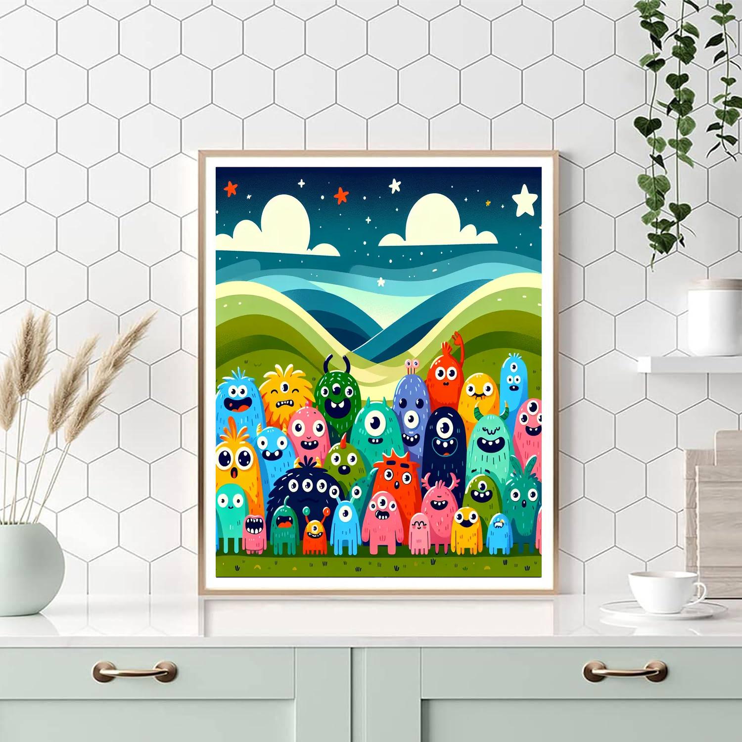 Funny Monster Friends Painting By Numbers Kit