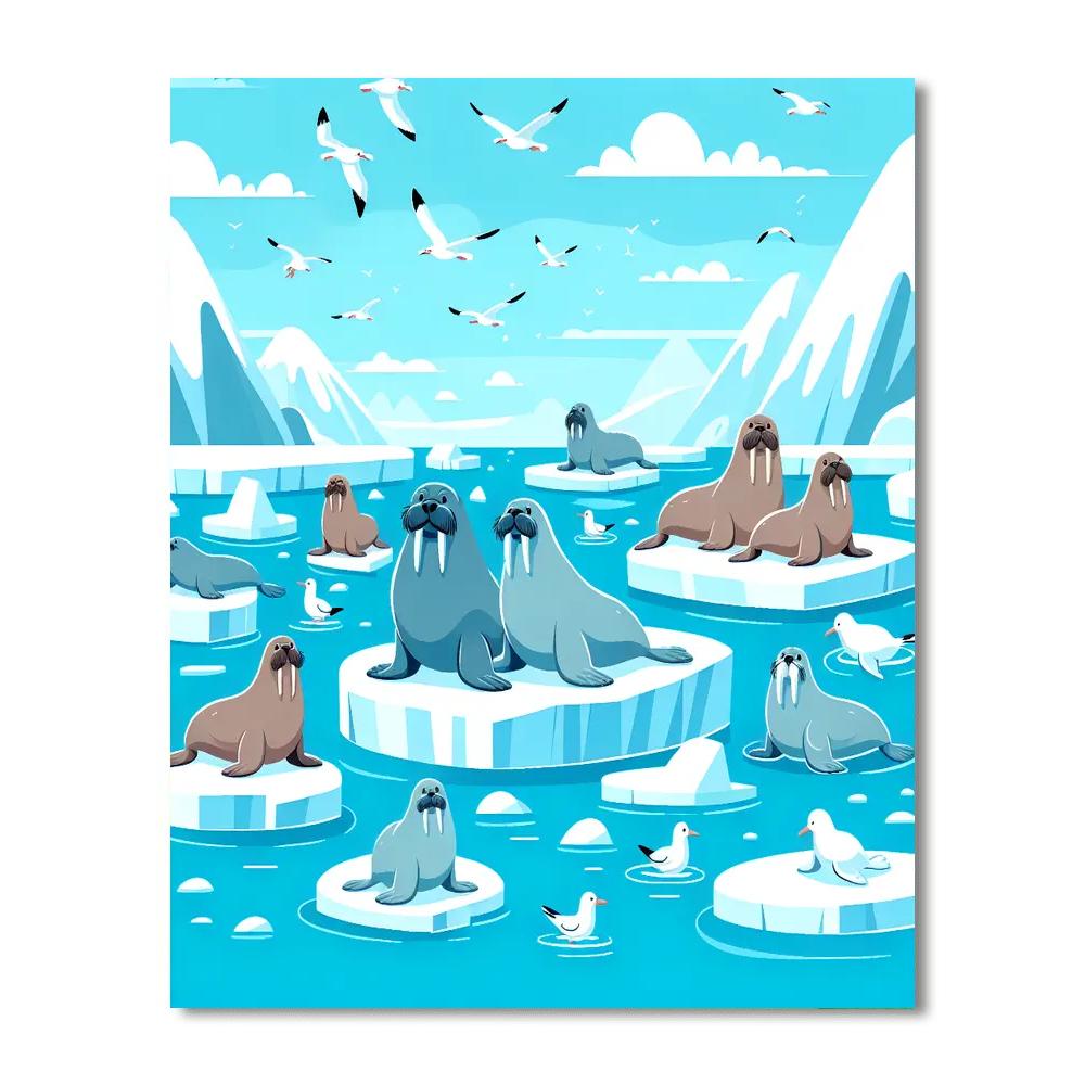 Whimsical Walrus Waterworld Number Painting