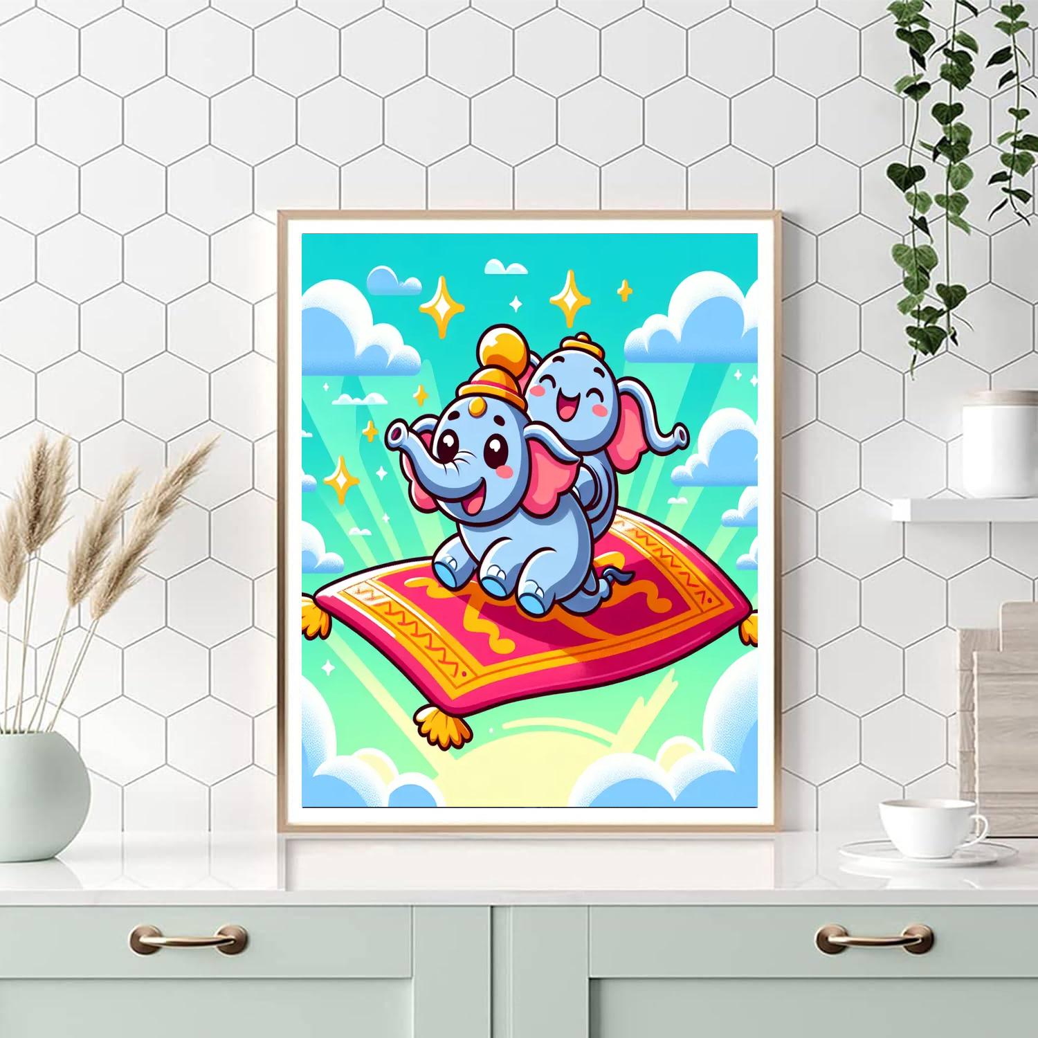 Magic Carpet Ride With Whimsical Elephants Paint By Numbers Kits