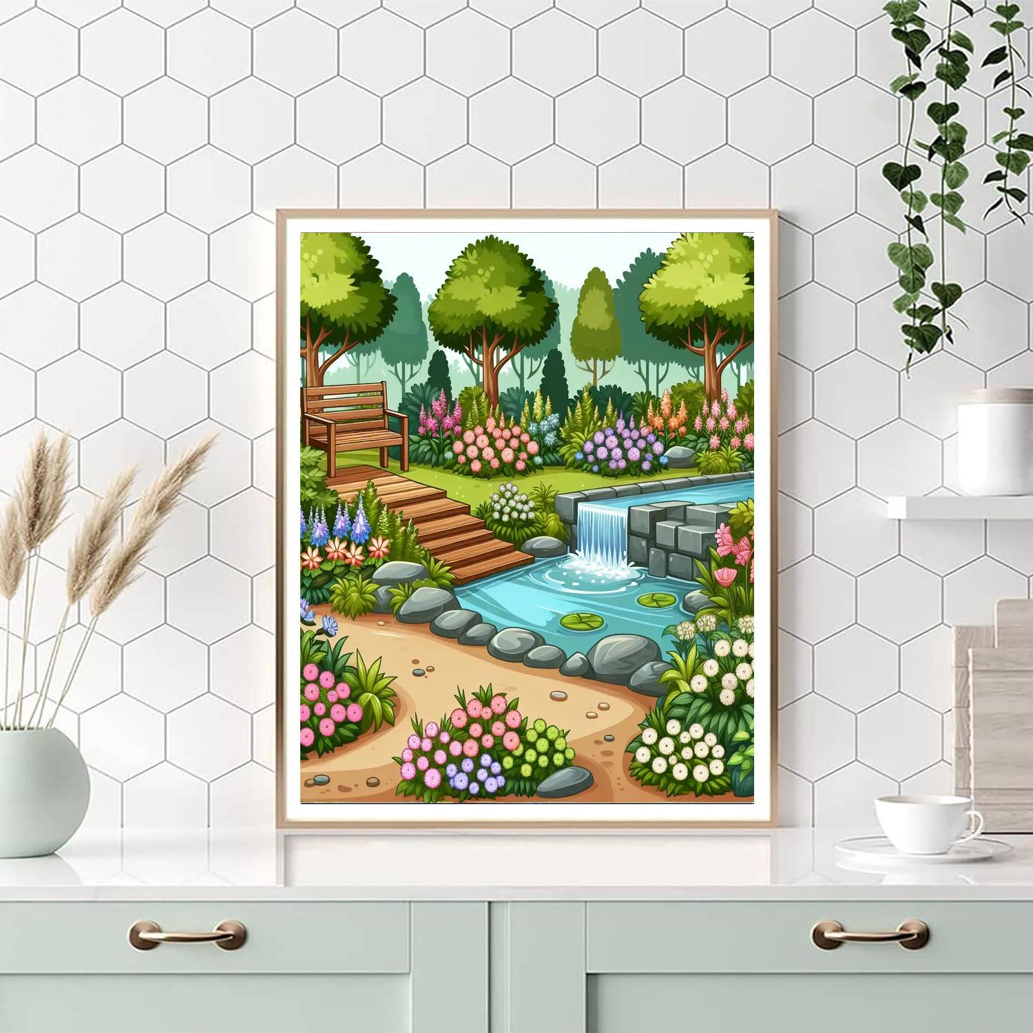 Peaceful Garden Hideaway Painting Number Kit