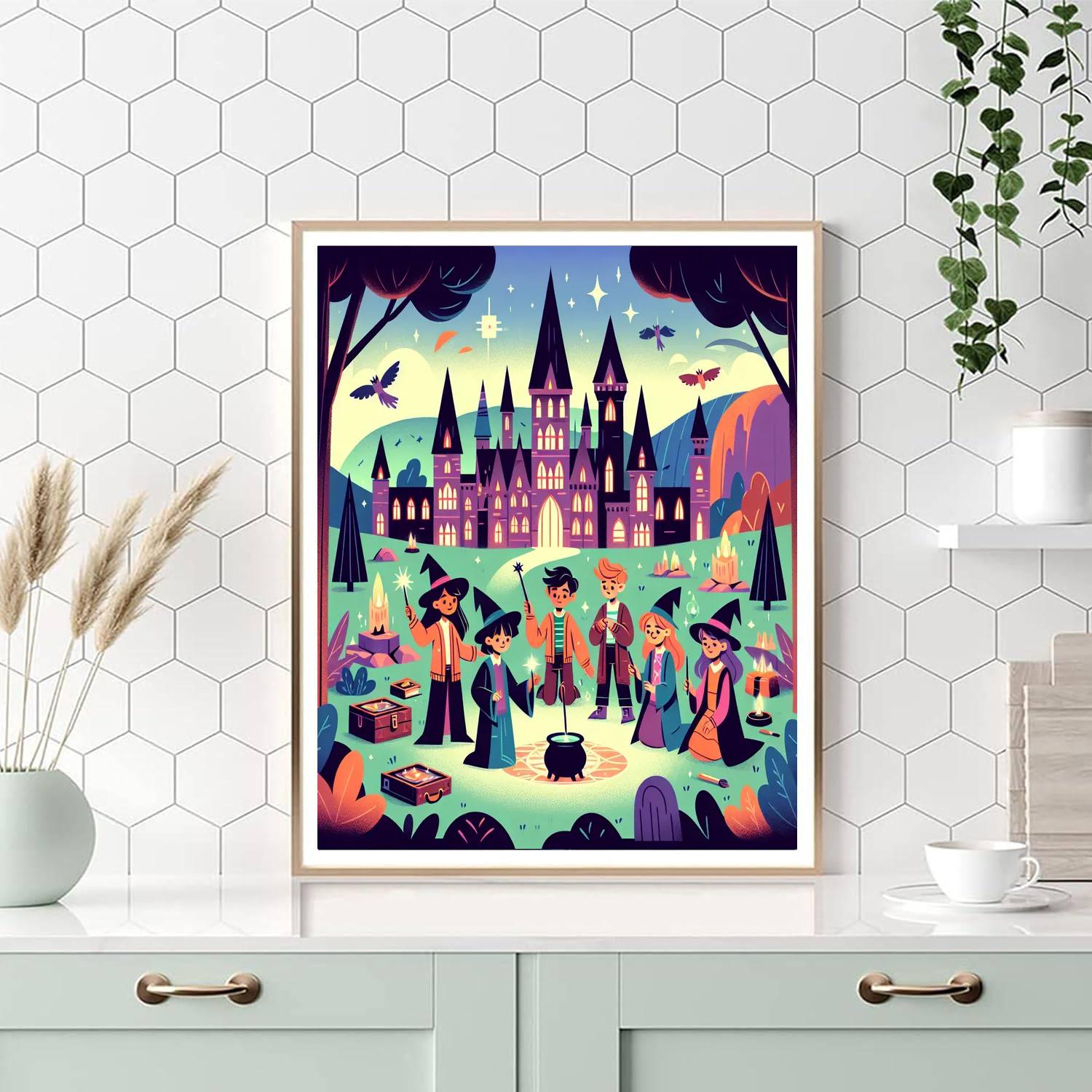 Fantasy Wizard School Paint By Numbers Art