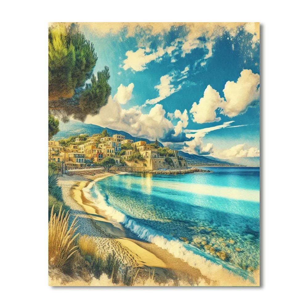 Mediterranean Coastal View Paint By Number