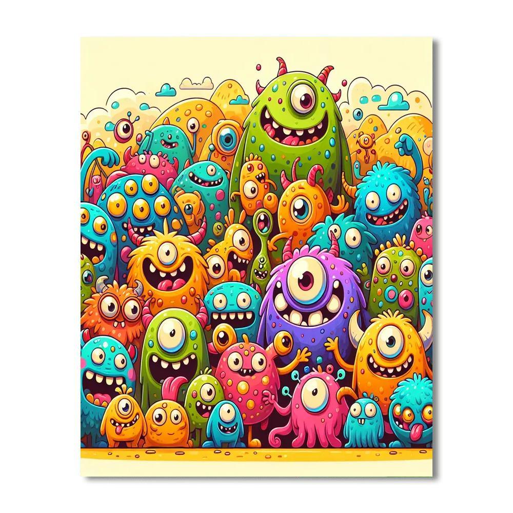 Friendly Monster Playdate Paint By Numbers Art