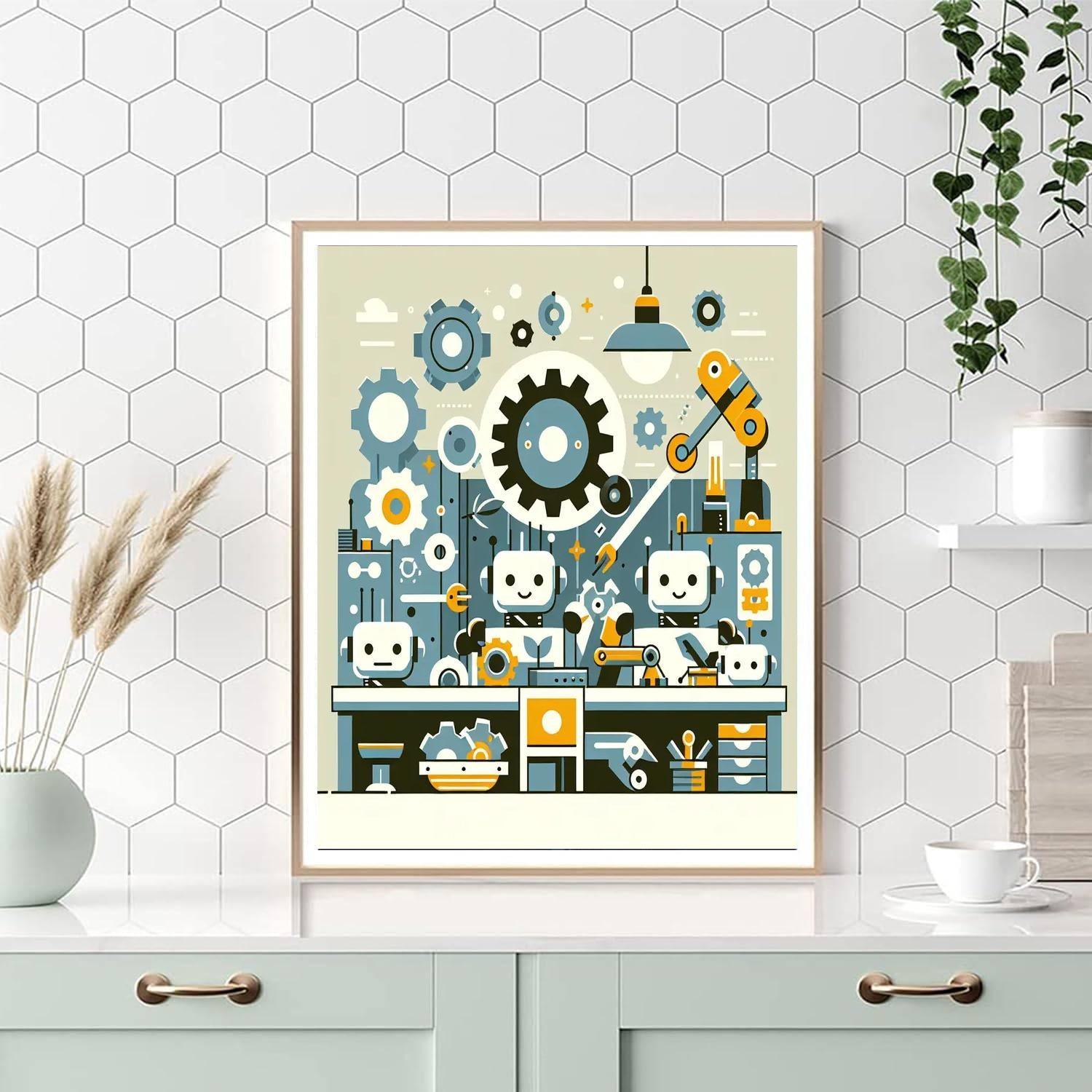 Friendly Robot Builders Painting By Numbers Kit