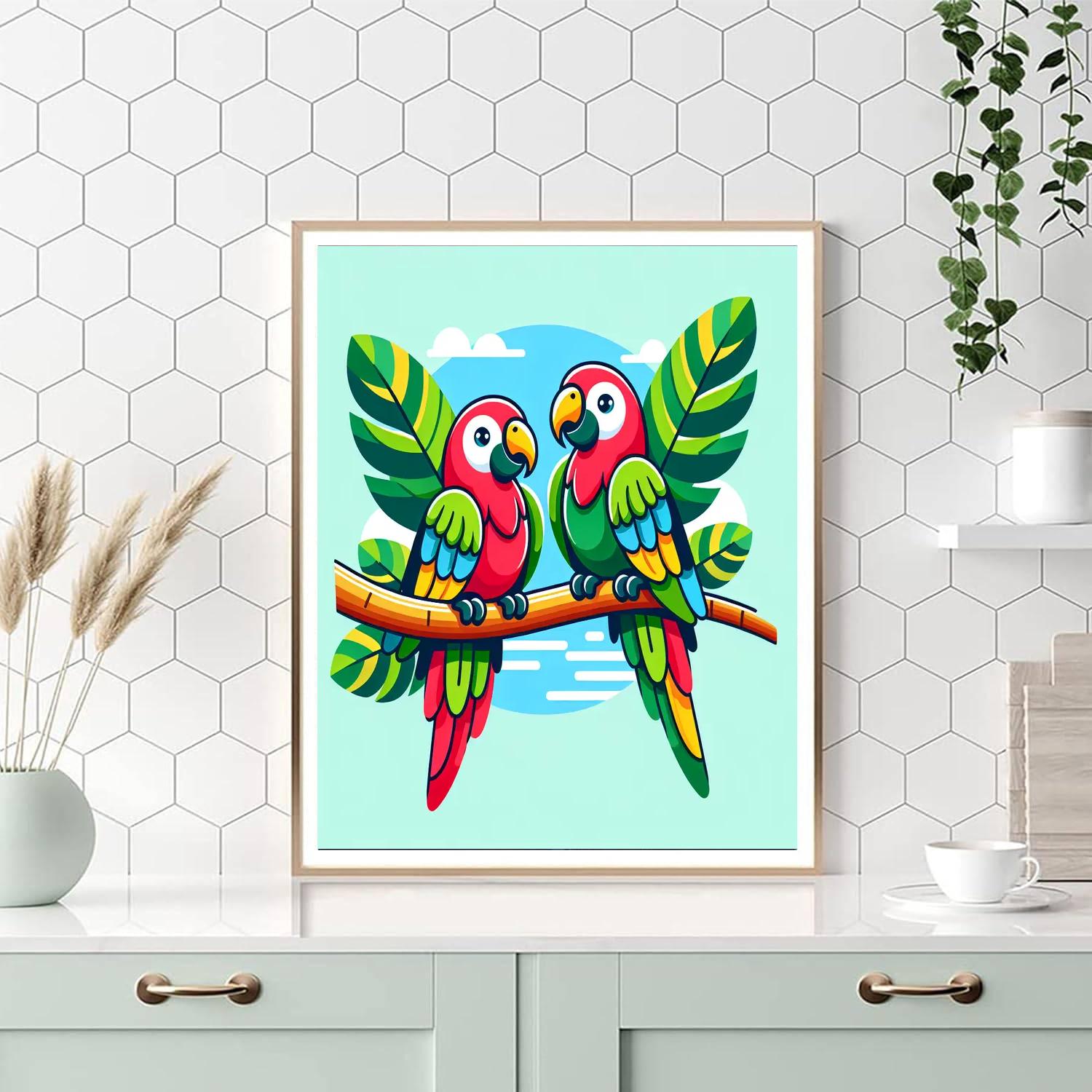 Perky Parrots Paint By Numbers Art