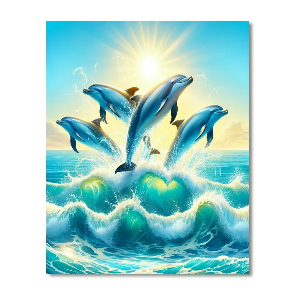 Radiant Dolphin Ocean Voyage Painting By Numbers Kit