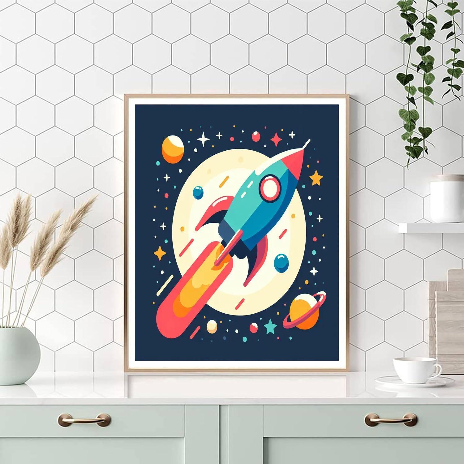 Space Rocket Mission Paint By Numbers Art