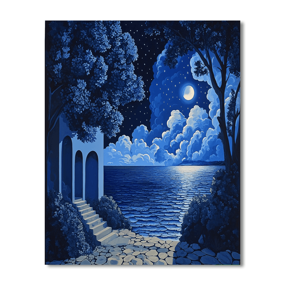 René Magritte Inspired Midnight Reverie  Paint By Numbers