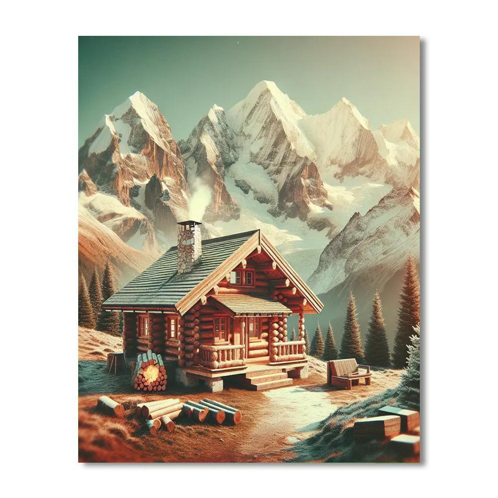 Mountain Cabin Getaway Numbered Painting Kits