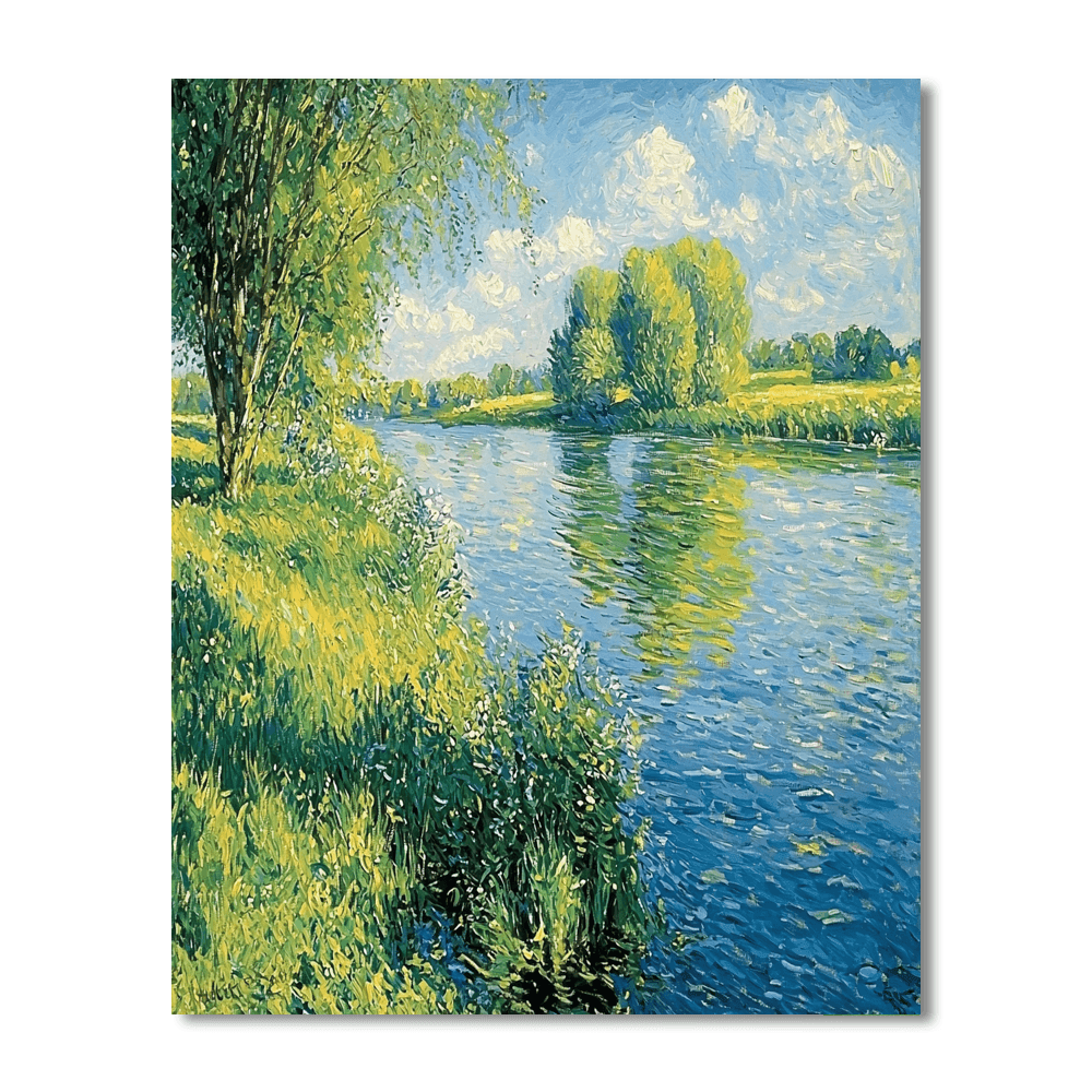 Claude Monet Inspired Riverside Bliss  Paint By Numbers Art