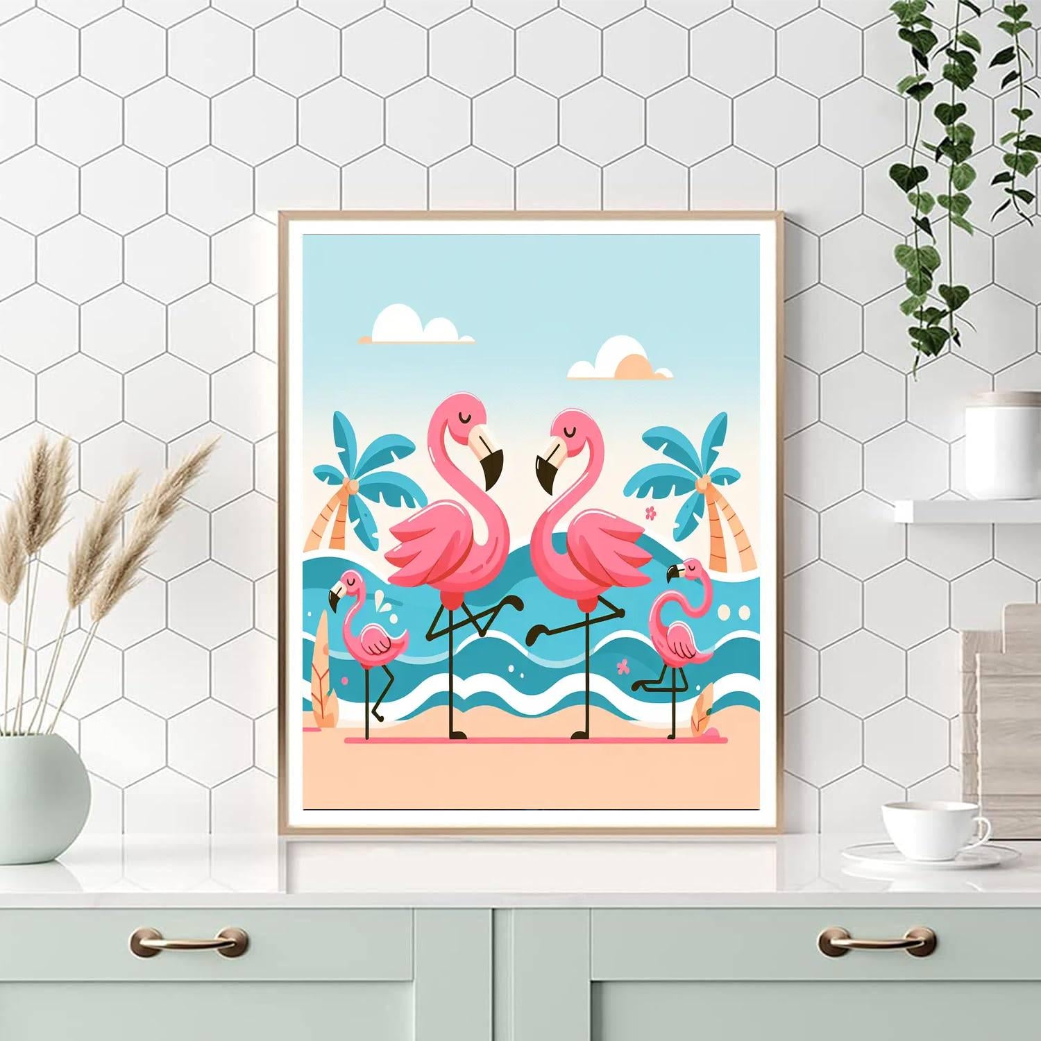 Frolicking Flamingos Fiesta Painting By Numbers Kit
