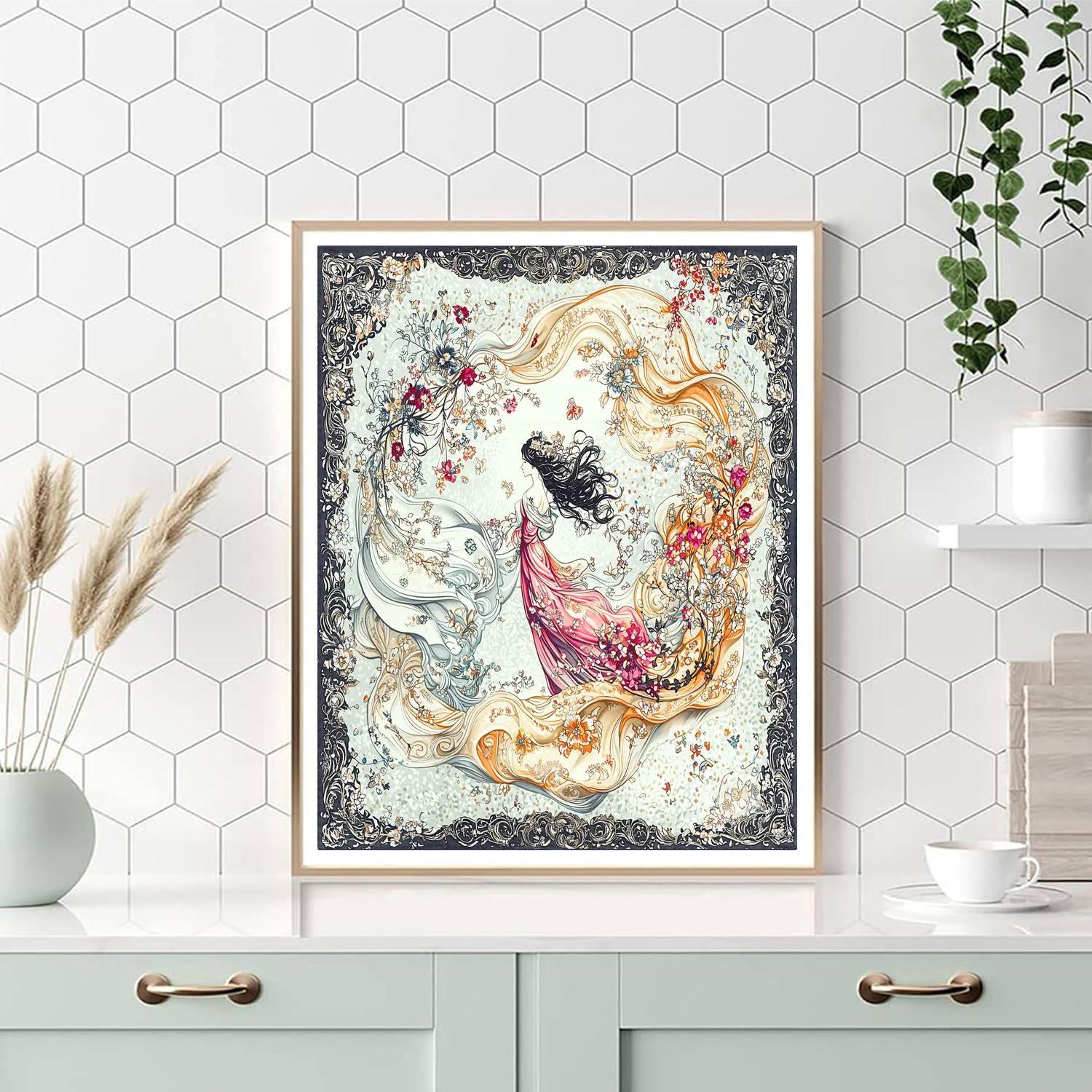 Alphonse Mucha Inspired Art Nouveau Inspired Scarf  Paint By Color