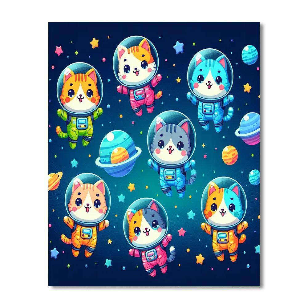 Cosmic Kittens In Space Paint By Color