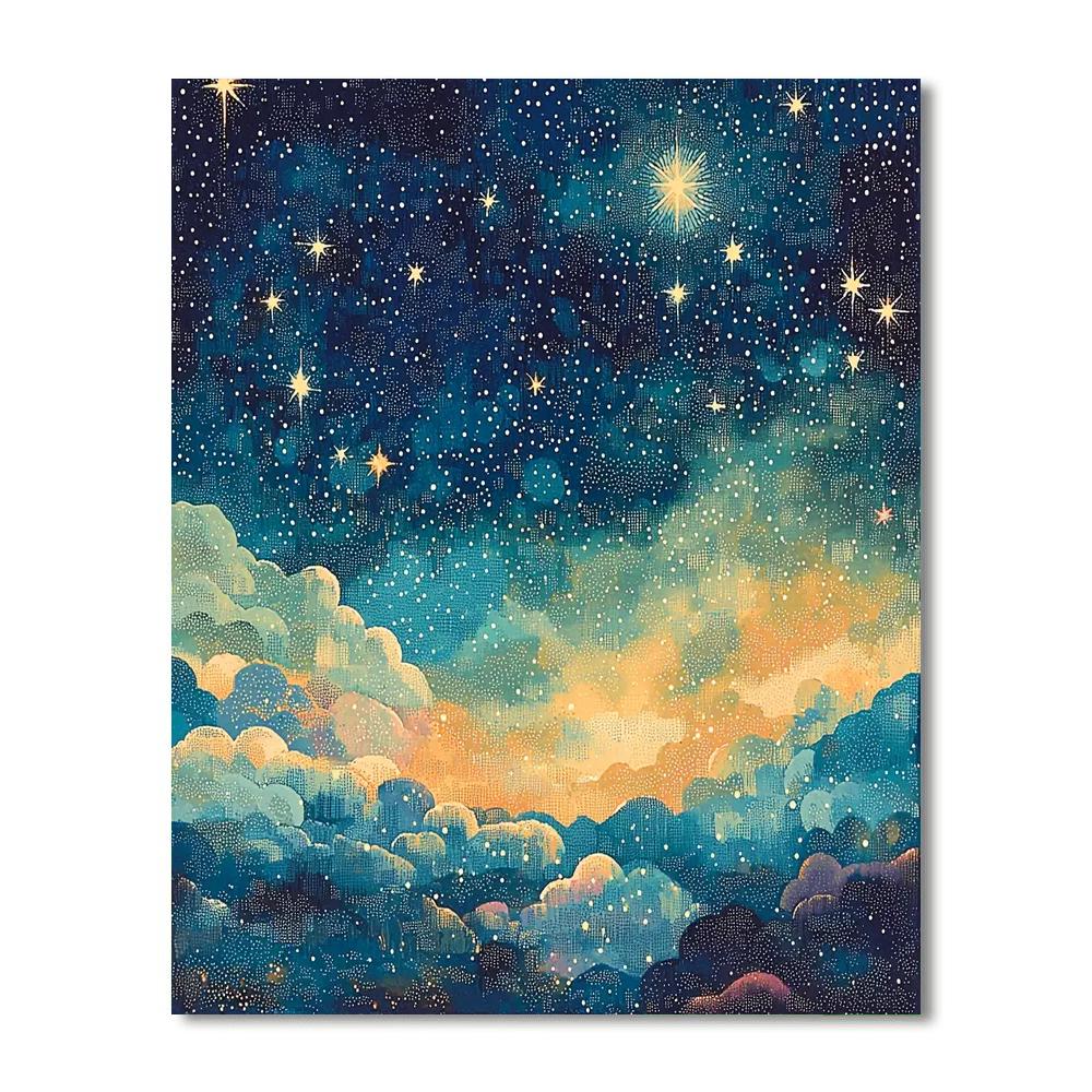 Georges Seurat Inspired Twinkling Starscape  Numbered Painting Kits