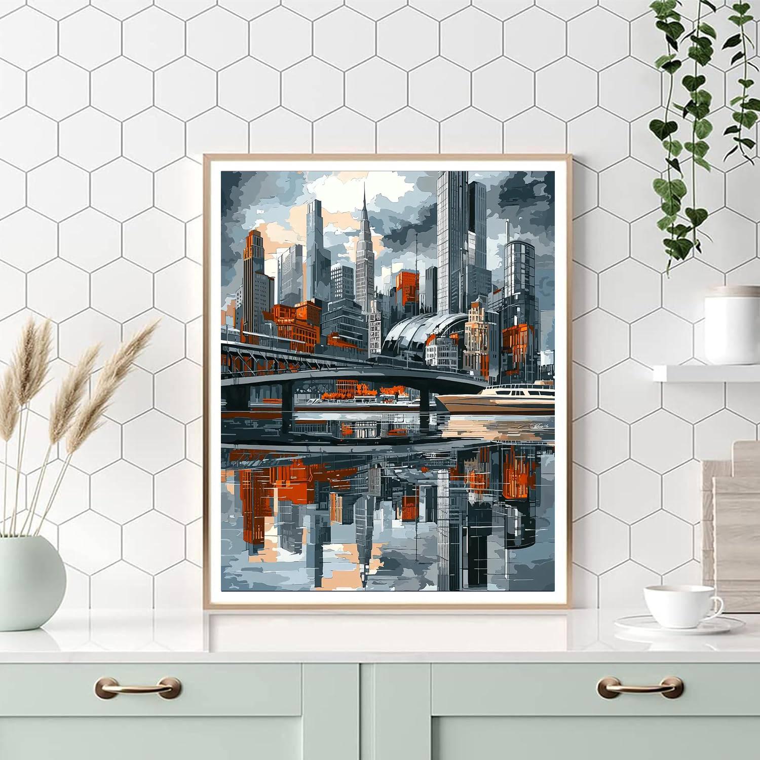Charles Demuth Inspired Modern Industrial Skyline  Paint By Numbers