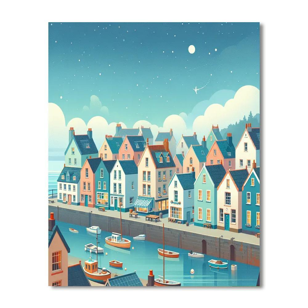 Historic Coastal Town DIY Paint By Numbers