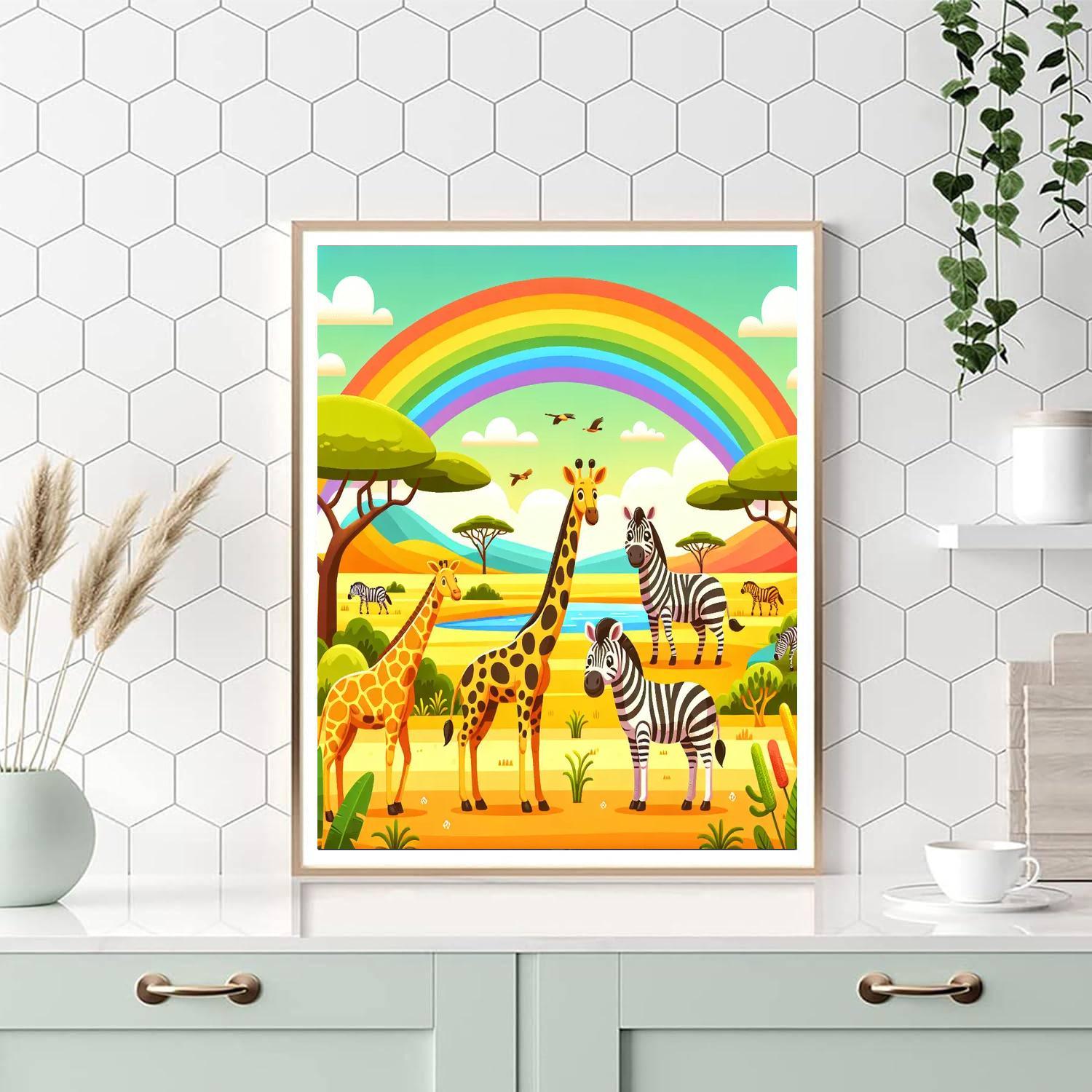 Rainbow Safari Journey Number Painting