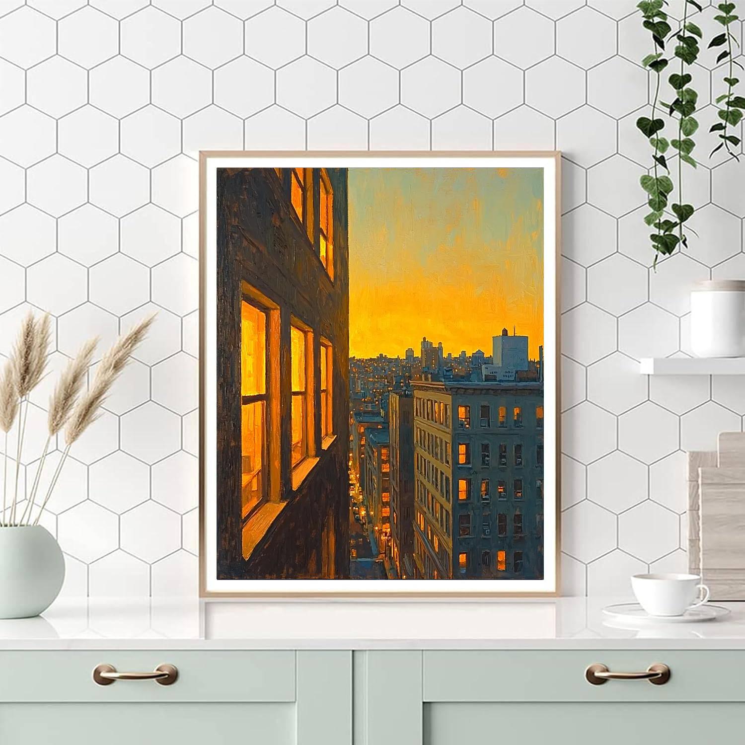 Edward Hopper Inspired Golden Hour In The City  Paint By Numbers