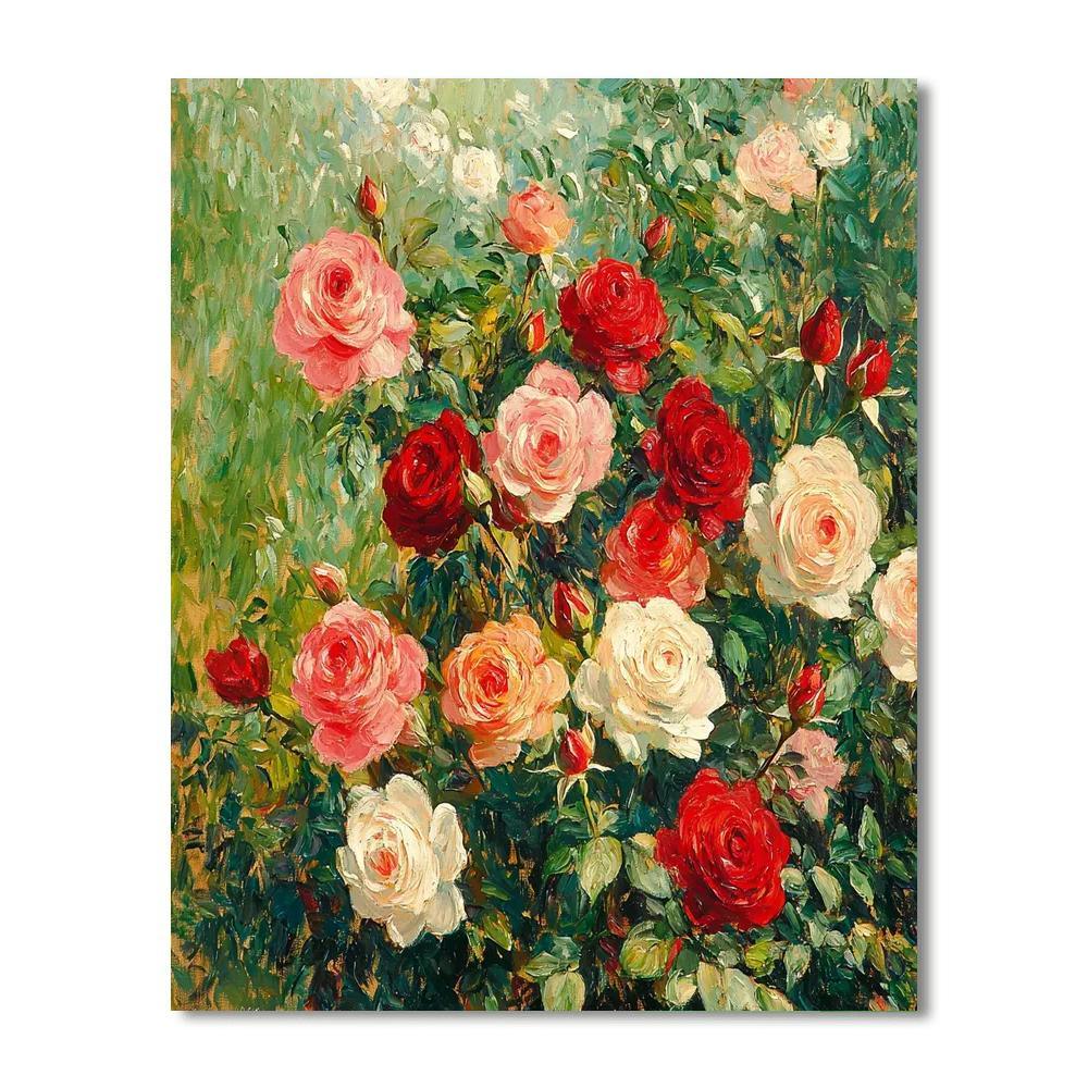 Pierre-Auguste Renoir Inspired Passionate Roses  Number Painting