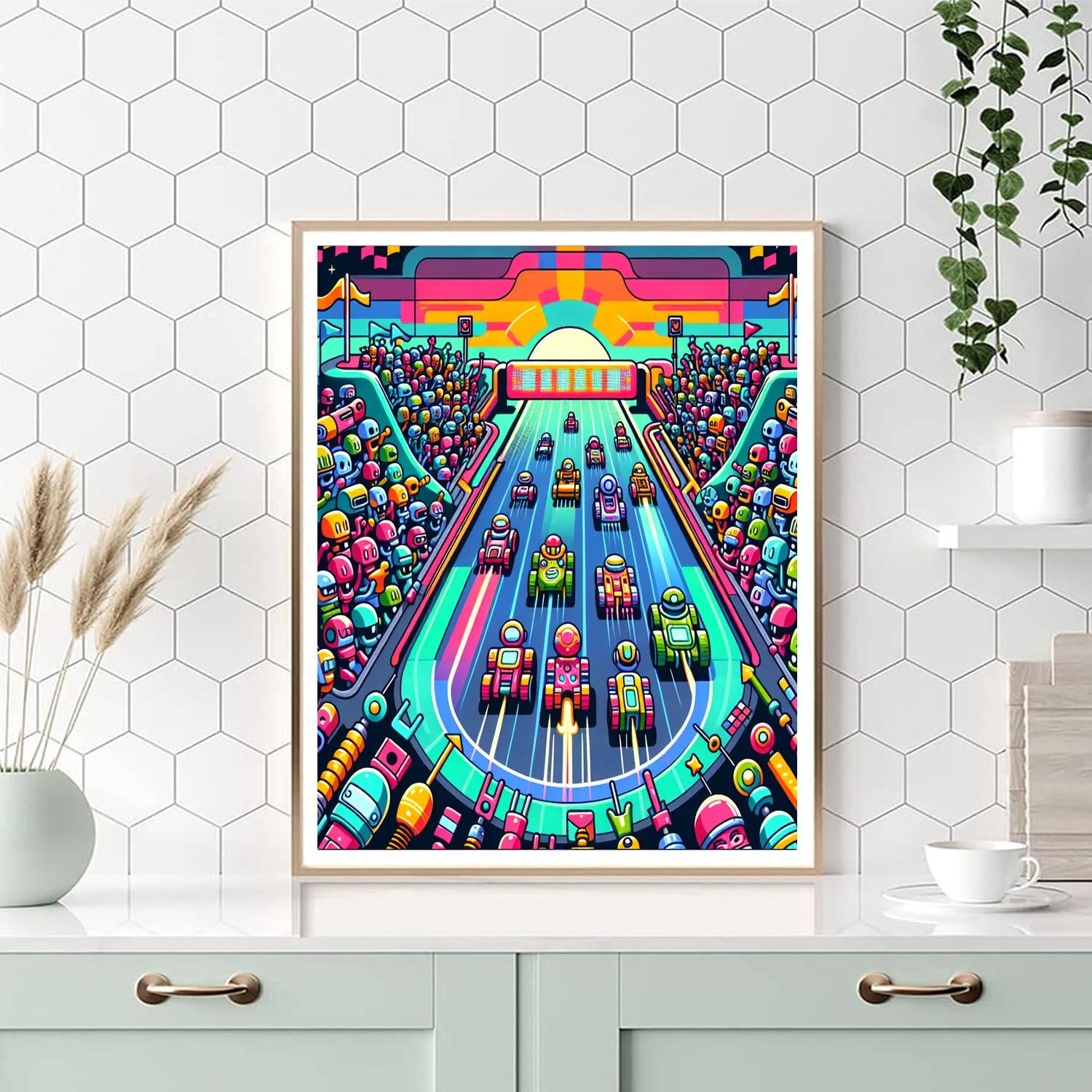 Robot Race Rally Paint By Number