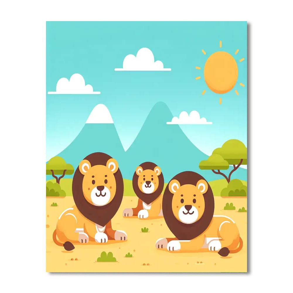 Royal Safari With Lions Painting Number Kit