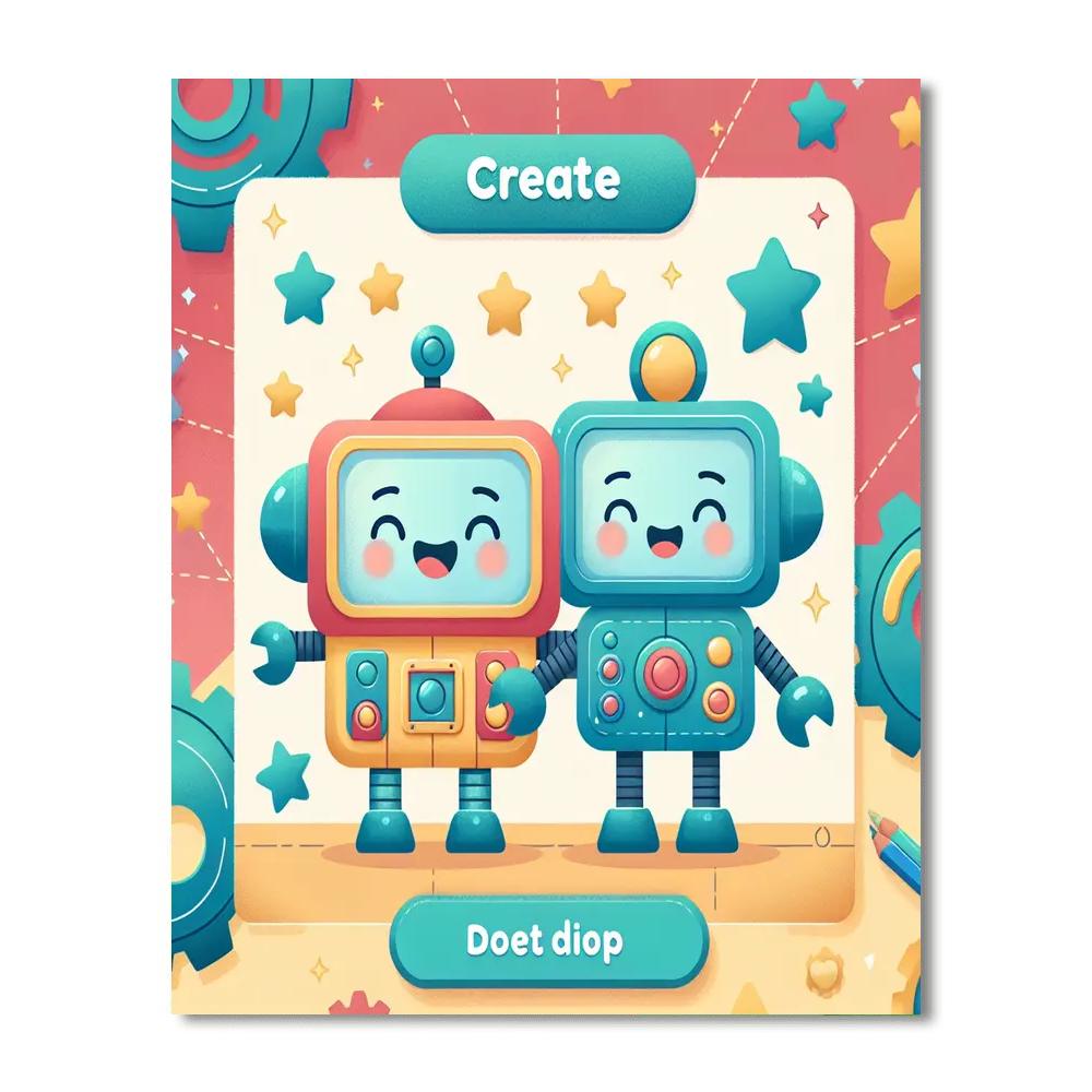 Friendly Robot Pals Painting By Numbers Kit