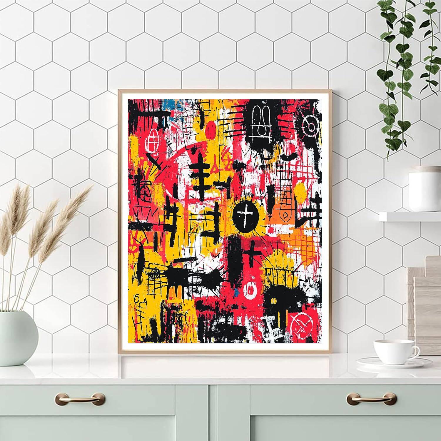 Jean-Michel Basquiat Inspired Symbolic Whispers  Paint By Color