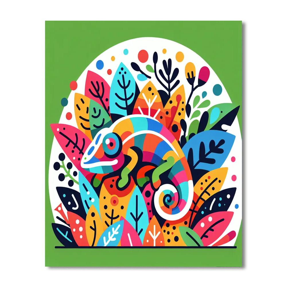 Colorful Chameleon Chase Paint By Color