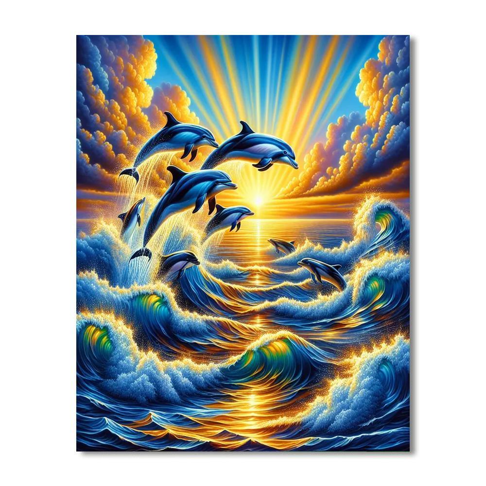 Playful Dolphin Horizon Paint By Numbers Art