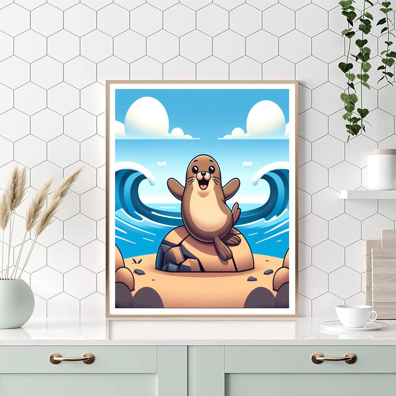 Sunny Sea Lion Numbered Painting Kits