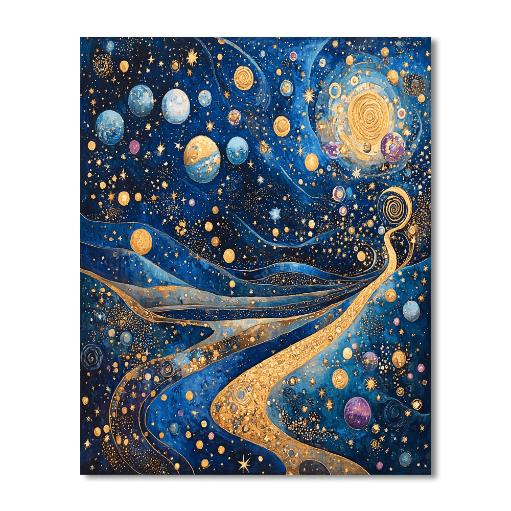 Gustav Klimt Inspired Celestial Voyage  Painting By Numbers Kit