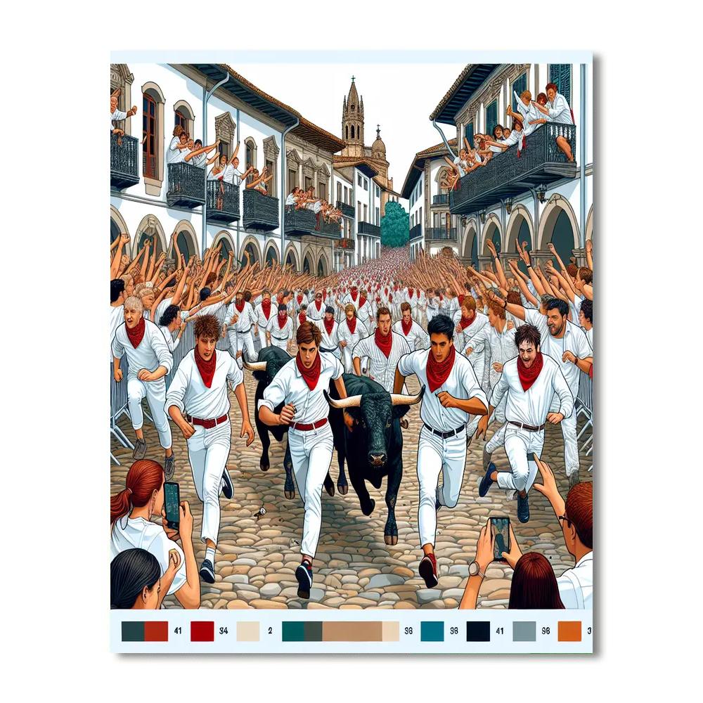 Día De San Fermín - Pamplona, Spain Painting Number Kit