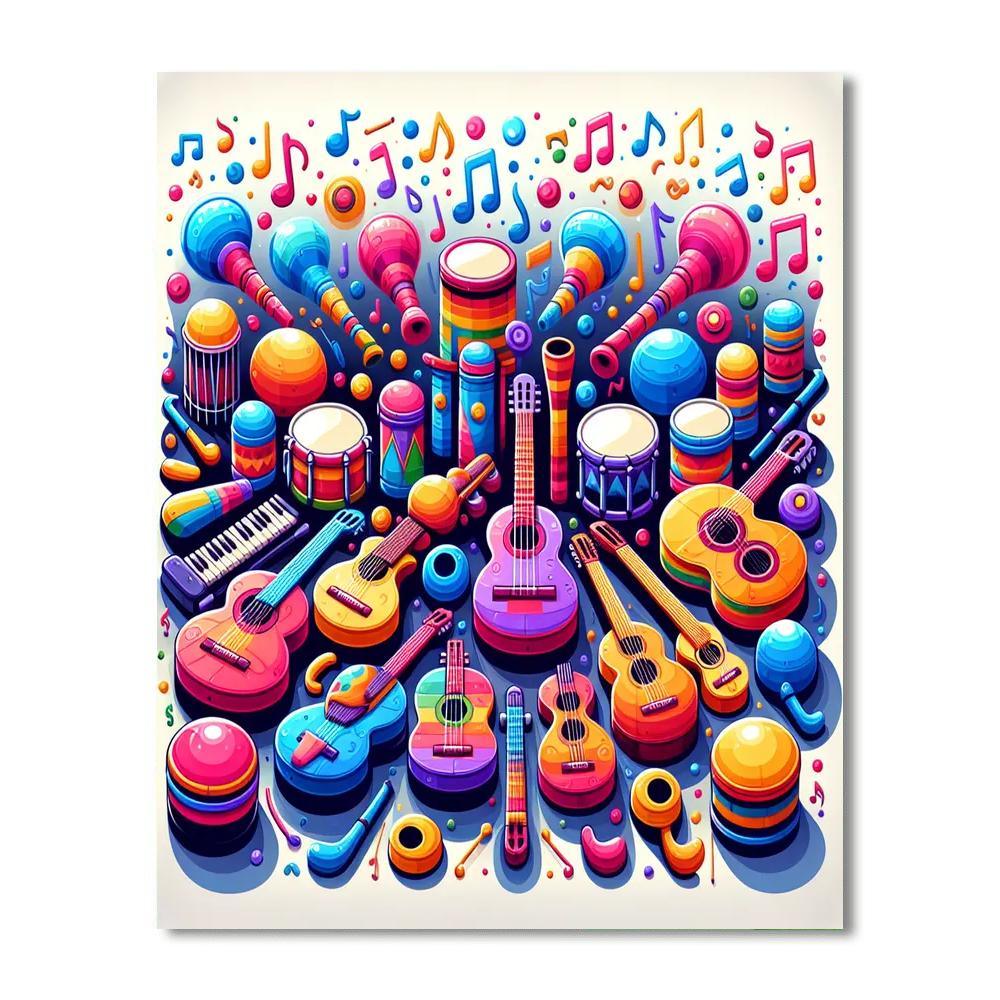Bright Musical Instruments Paint By Numbers Art