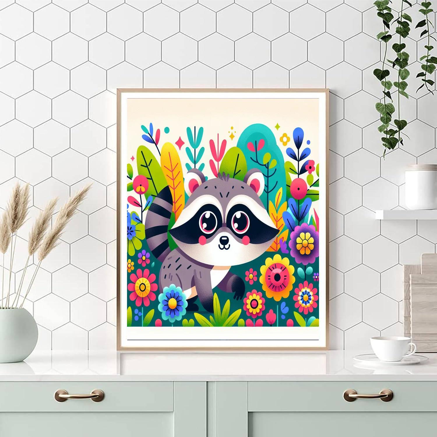 Charming Raccoon Numbered Painting Kits