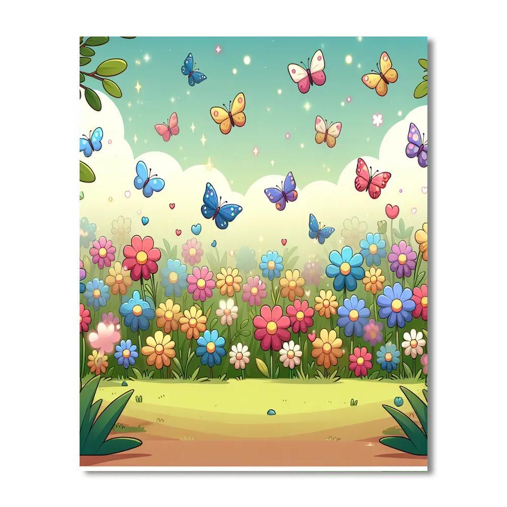 Enchanted Garden With Butterflies And Flowers Paint By Number