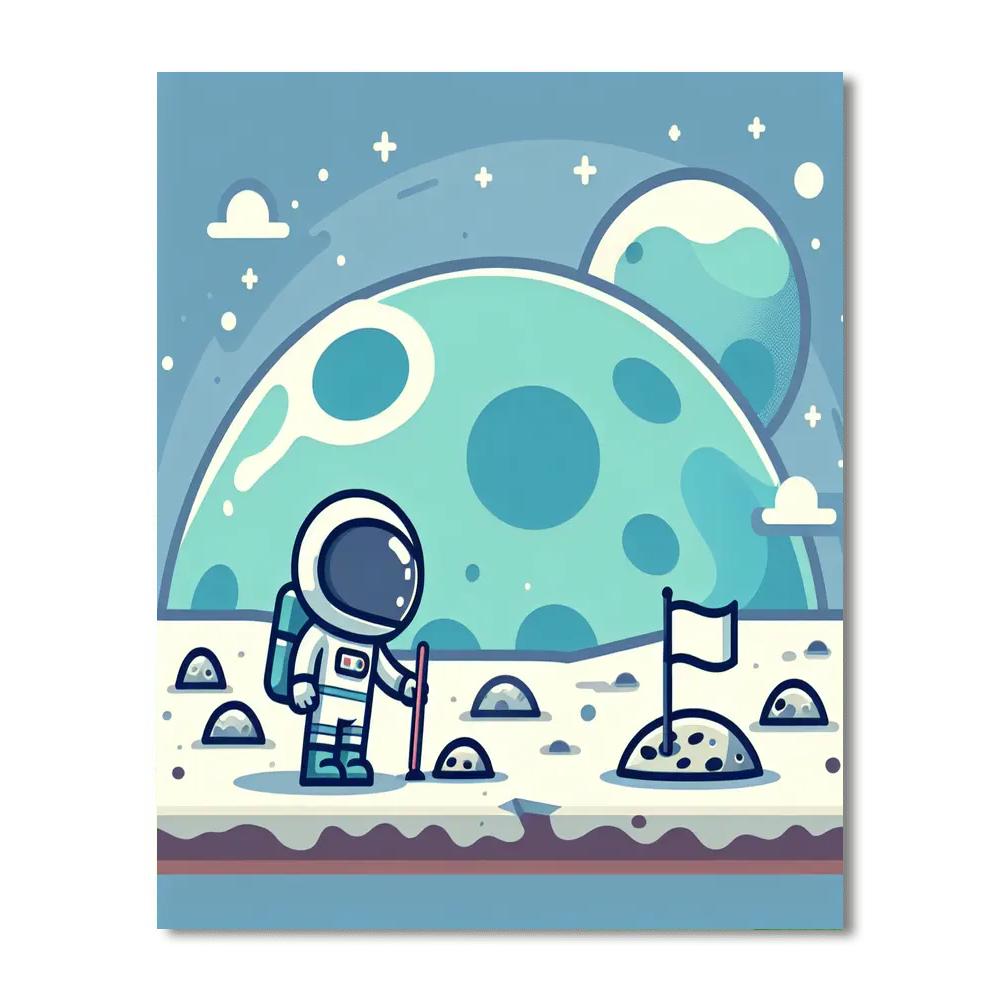 Astronaut's Moonwalk Paint By Number
