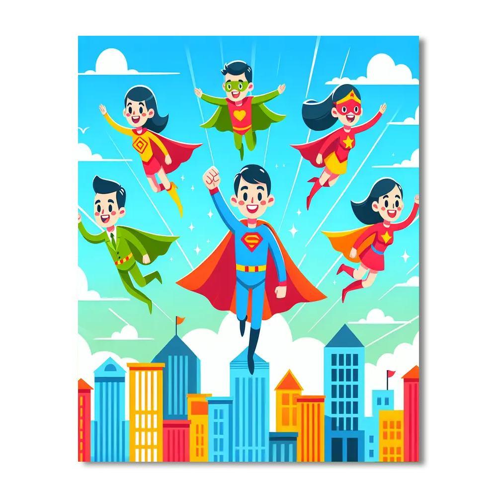 Brave Superheroes In Action Paint By Numbers