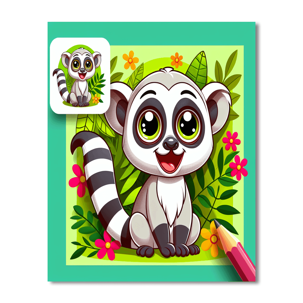 Playful Lemur Number Painting