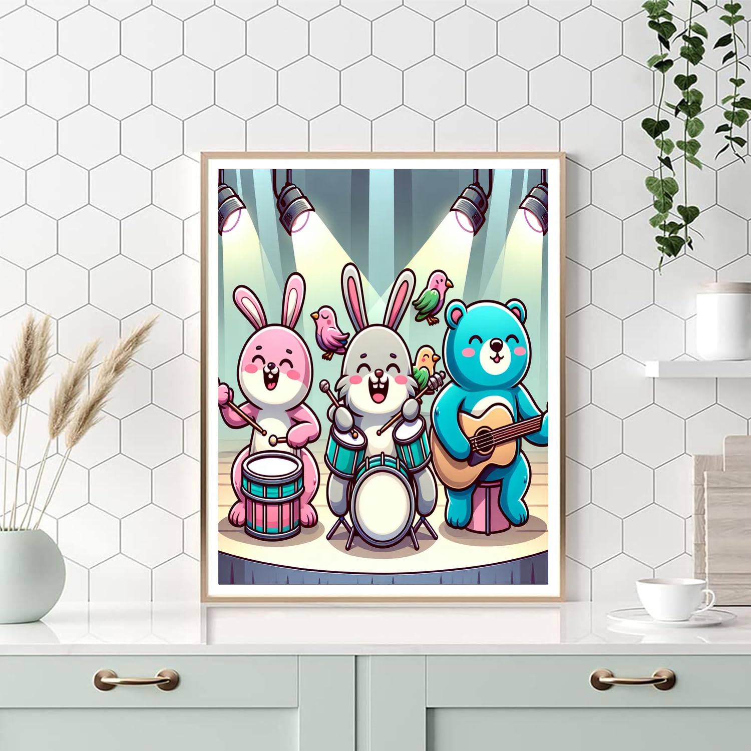 Cheery Animal Band Paint By Numbers Art