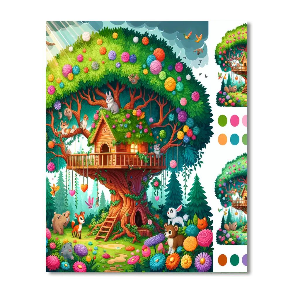 Sunny Adventure Treehouse Numbered Painting Kits