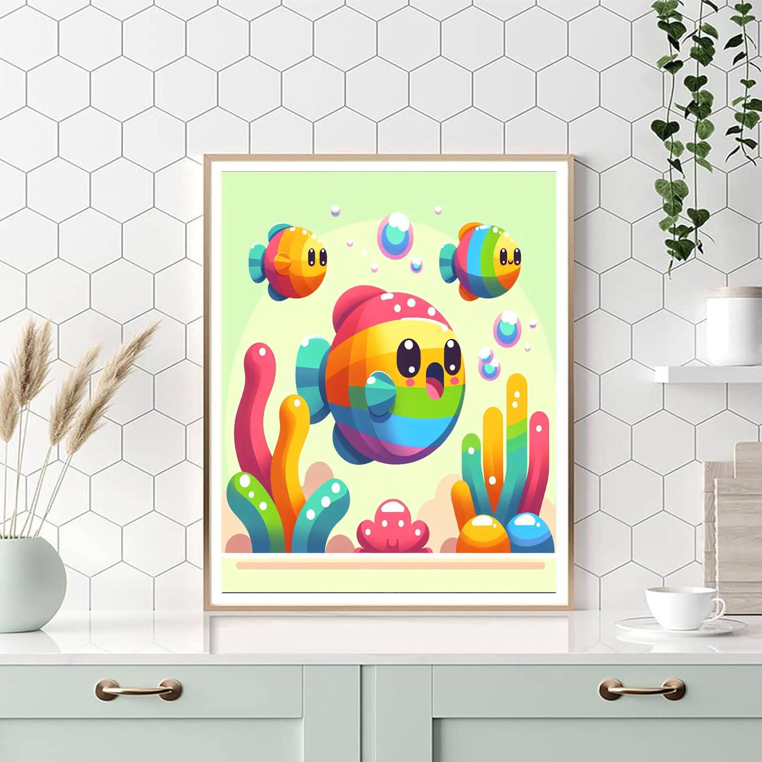 Rainbow Fish Lagoon Paint By Numbers Art
