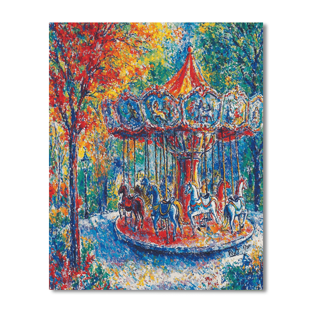 Marc Chagall Inspired Whimsical Carousel Delight  Painting By Numbers Kit