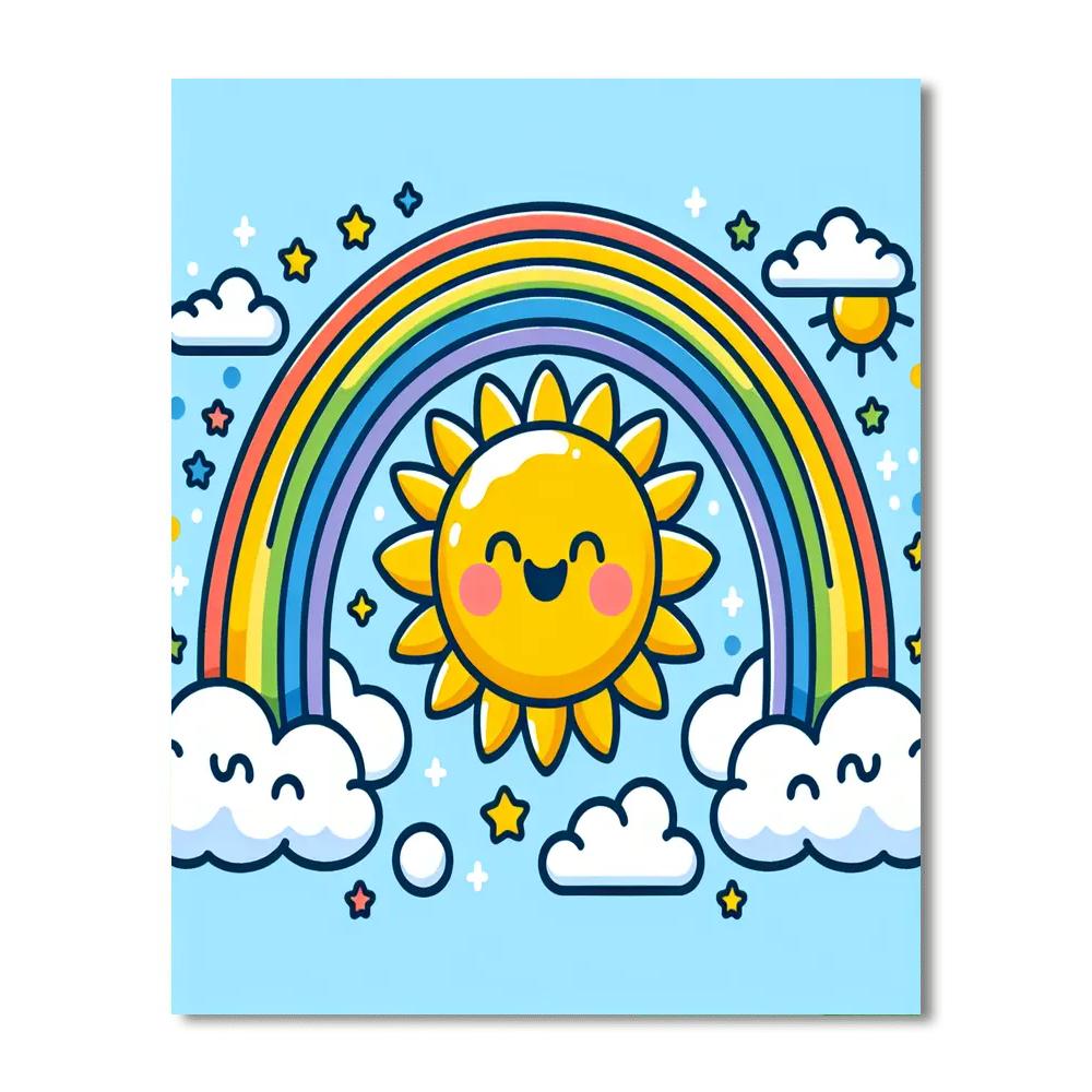 Cheerful Sun And Clouds Numbered Painting Kits