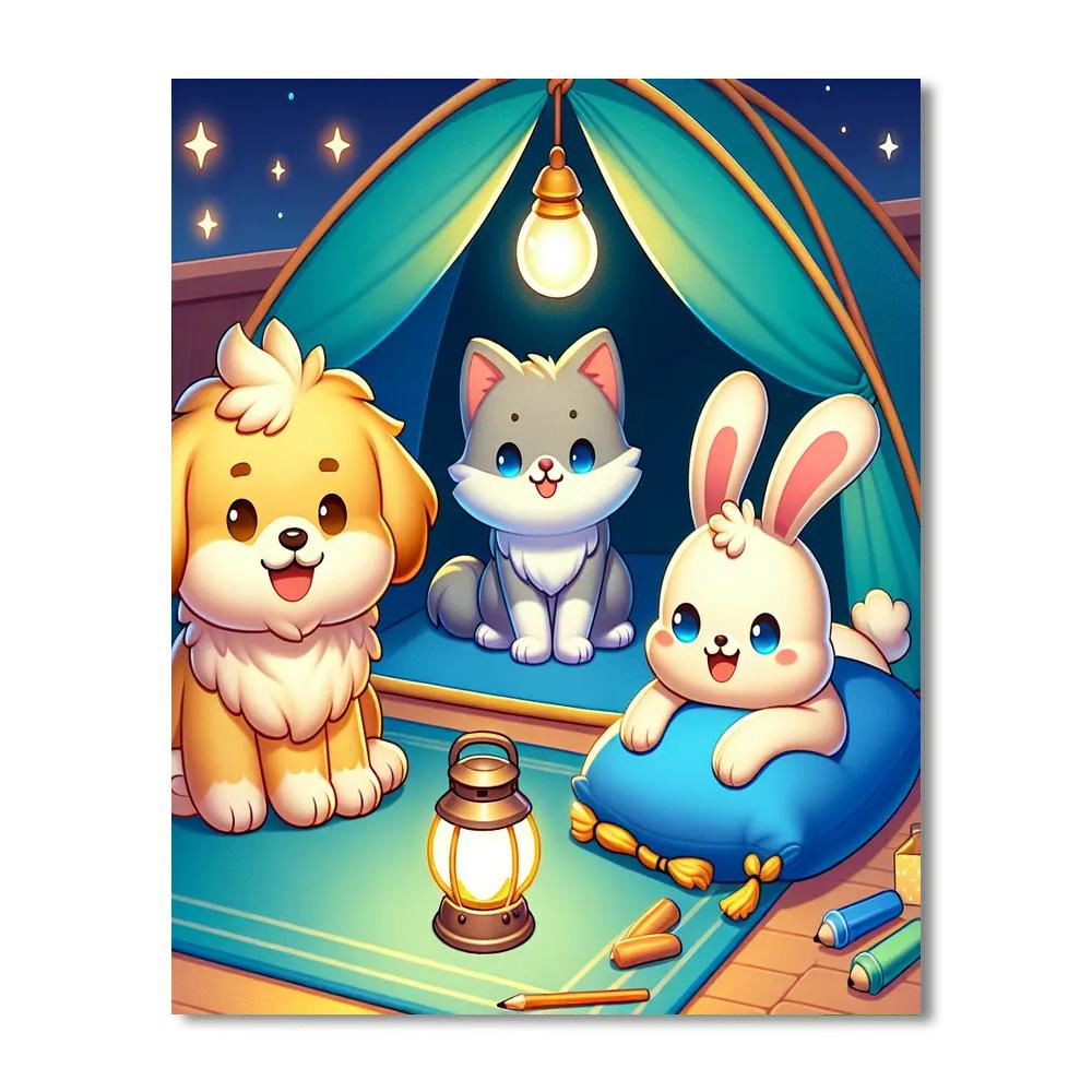 Furry Friends Sleepover Paint By Numbers