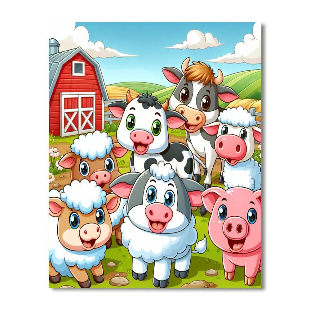 Fun Farm Animals Painting Number Kit