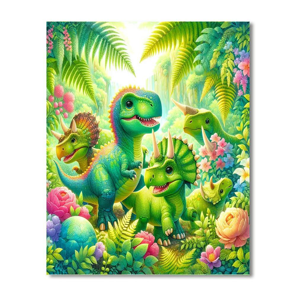 Whimsical Dinosaur Adventures DIY Paint By Numbers