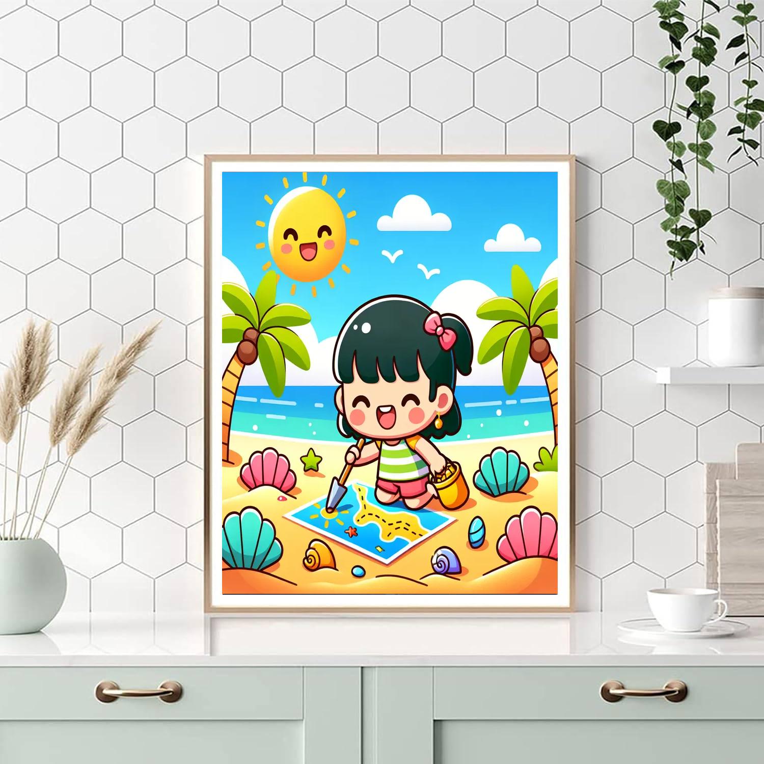 Tropical Beach Treasure Hunt Painting Number Kit