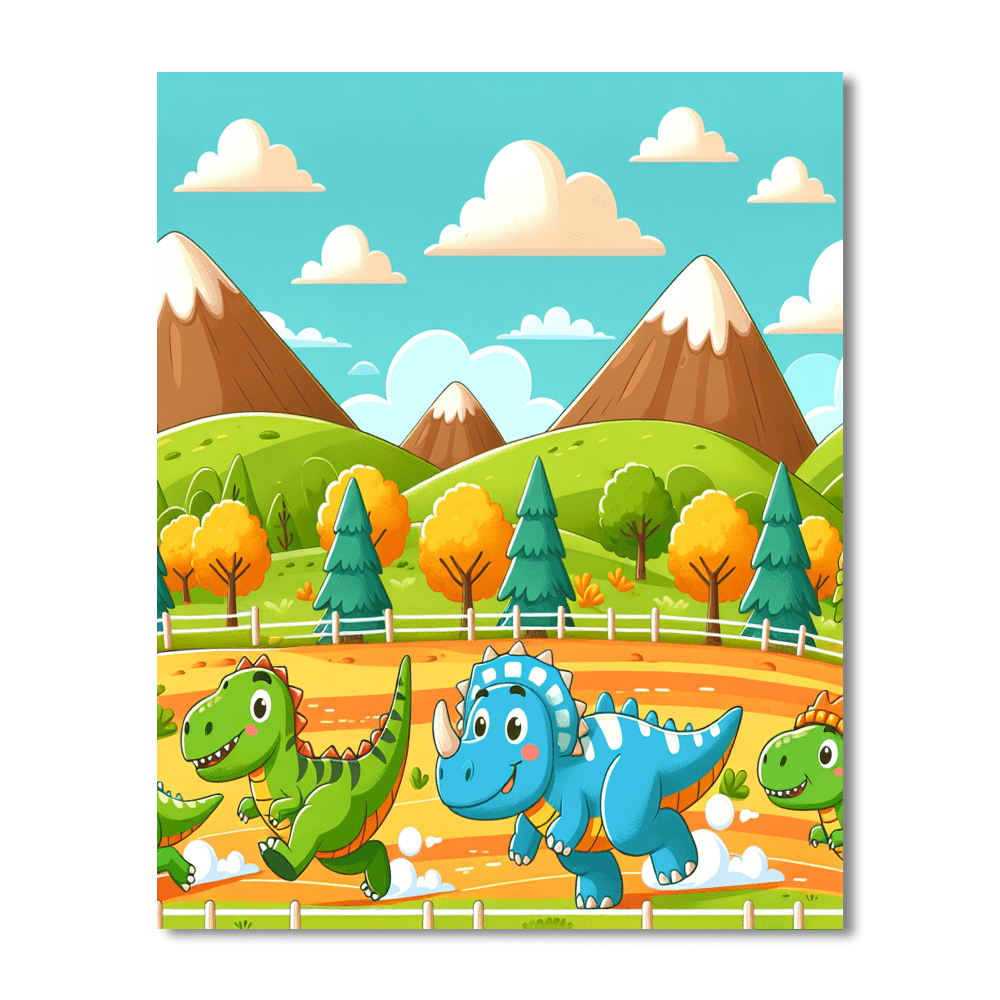 The Great Dinosaur Race Paint By Color